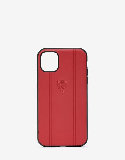 Cover rigida in pelle rossa con Scudetto inciso per iPhone 11