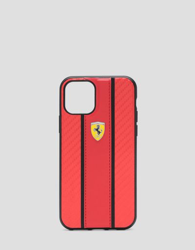 Cover rigida rossa con inserto effetto carbonio per iPhone 11 Pro