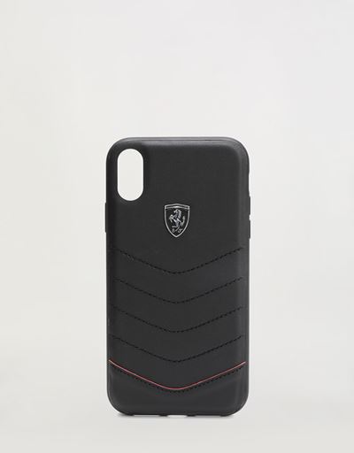 Cover rigida in pelle nera per iPhone XR