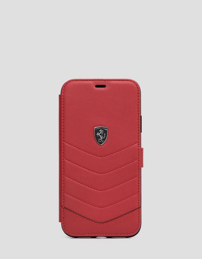 Cover a libro in pelle rossa per iPhone 11