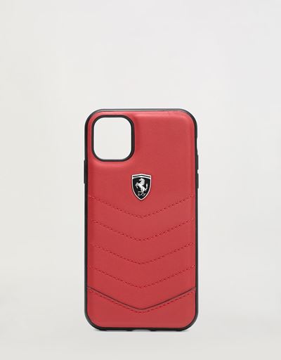 Cover rigida in pelle rossa per iPhone 11