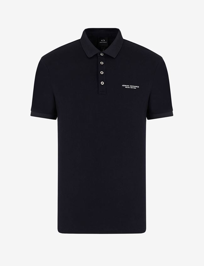 Armani Exchange Polo A Maniche Corte Blu Navy Cotone