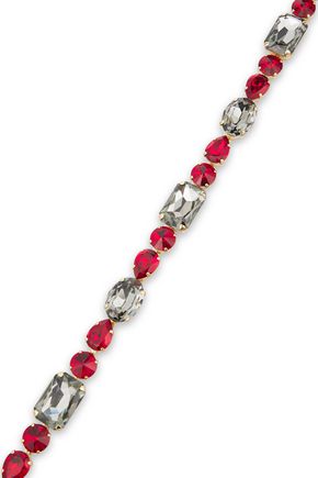 Dolce & Gabbana Crystal And Lizard-effect Leather Belt In Red