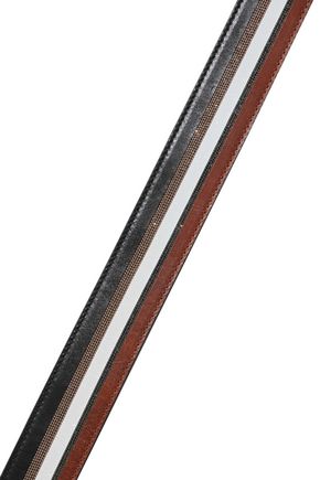 Brunello Cucinelli Bead-embellished Striped Leather Belt In Black