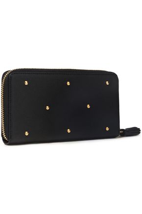 Anya Hindmarch Hexagon Studded Textured-leather Continental Wallet In Black
