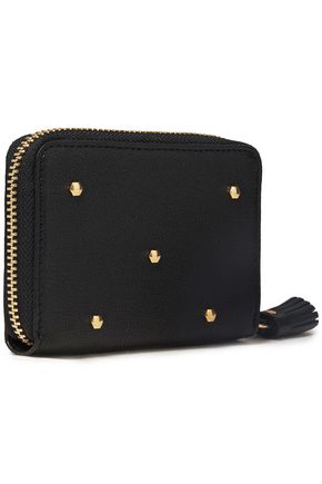 Anya Hindmarch Hexagon Studded Textured-leather Wallet In Black