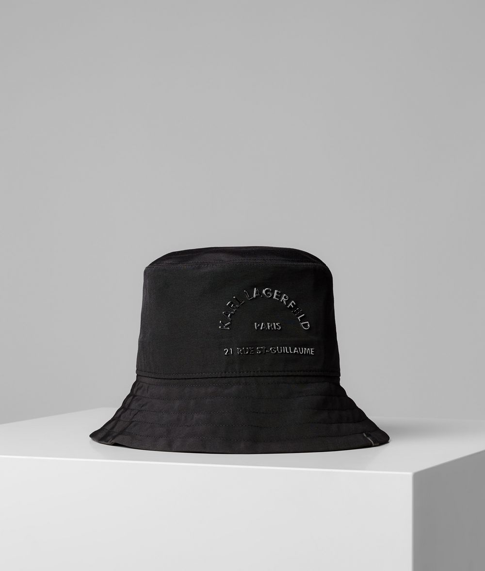 Karl Lagerfeld Mujer Gorro De Pescador Rue St. Guillaume Negro 50% Poliamida, 50% Algodón, Tamaño: OneSize