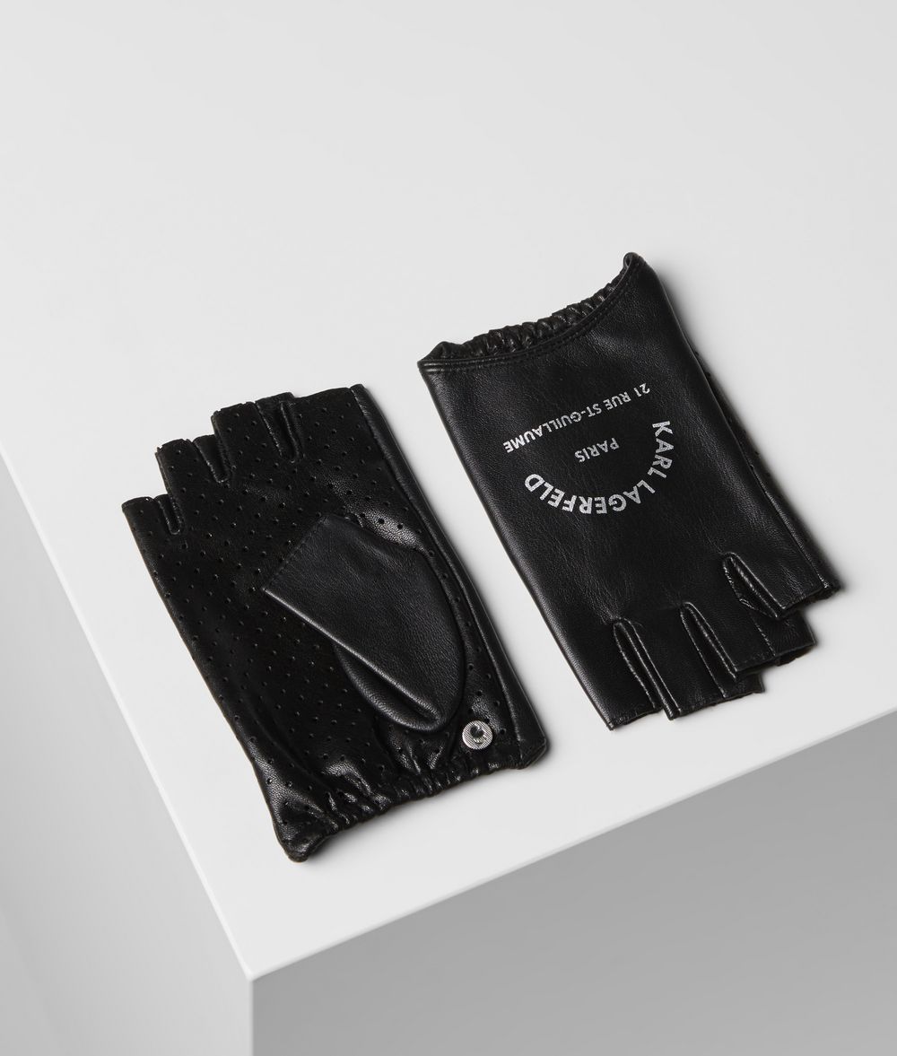 Karl Lagerfeld Mujer Mitones Rue St. Guillaume Negro 100% Piel de cabra, Tamaño: S/M