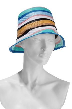 Emilio Pucci Striped Faux Straw Bucket Hat In Multicolor
