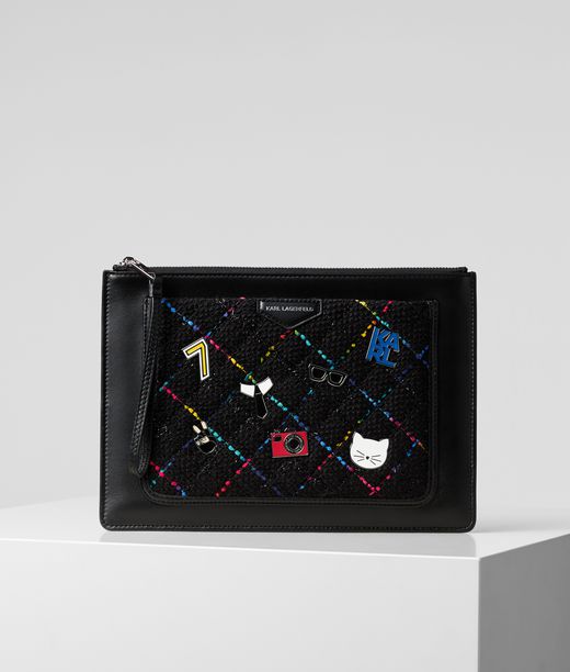 Karl Lagerfeld Damen K/studio Pochette Aus Tweed Bk Mti/mti 66% Lammleder, 29% Schurwolle, 4% Polyamid, 1% Polyacryl, Größe: OneSize