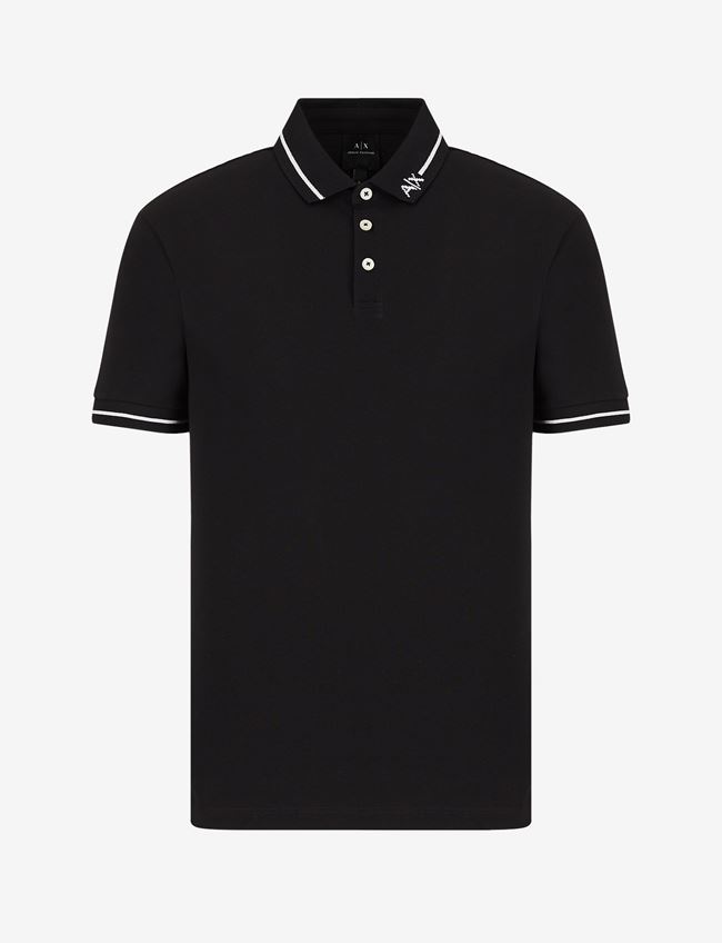 Armani Exchange Polo A Maniche Corte Nero Cotone