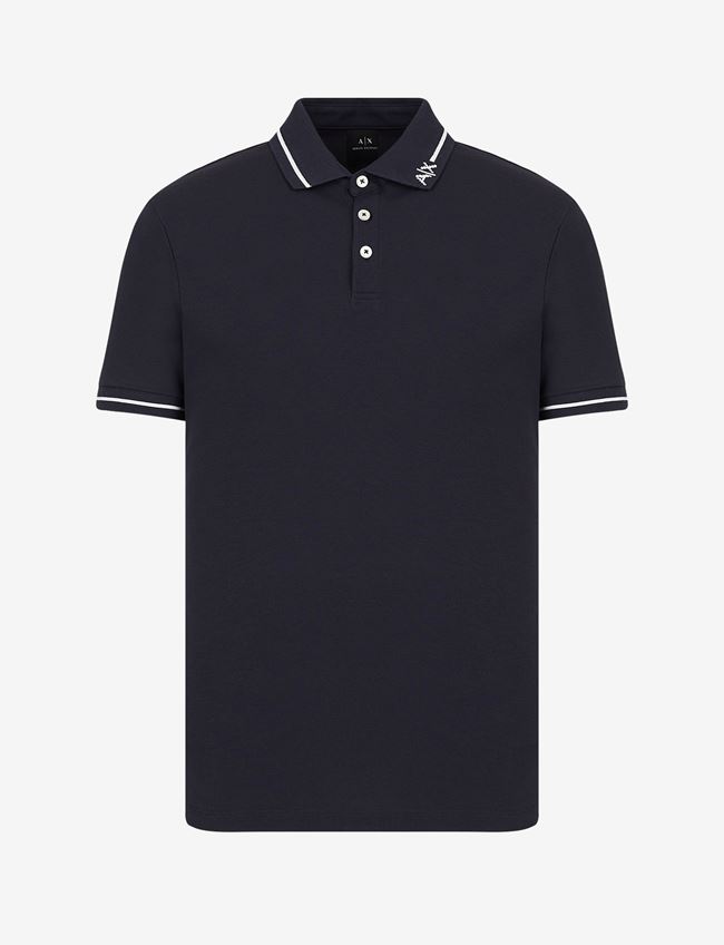 Armani Exchange Polo A Maniche Corte Blu Navy Cotone