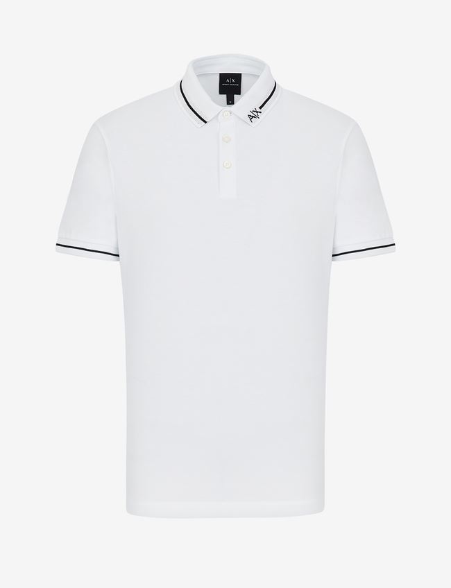 Armani Exchange Kurzärmeliges Poloshirt Weiss Baumwolle