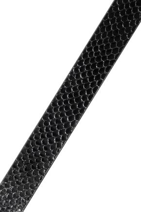 Iro Majun Glossed Snake-effect Leather Belt In Black