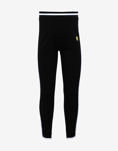 Leggings bambina in Punto Milano con dettagli a contrasto