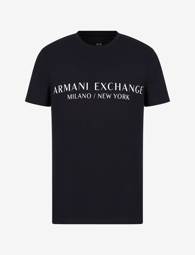 Armani Exchange T-Shirt Con Logo Blu Navy Cotone