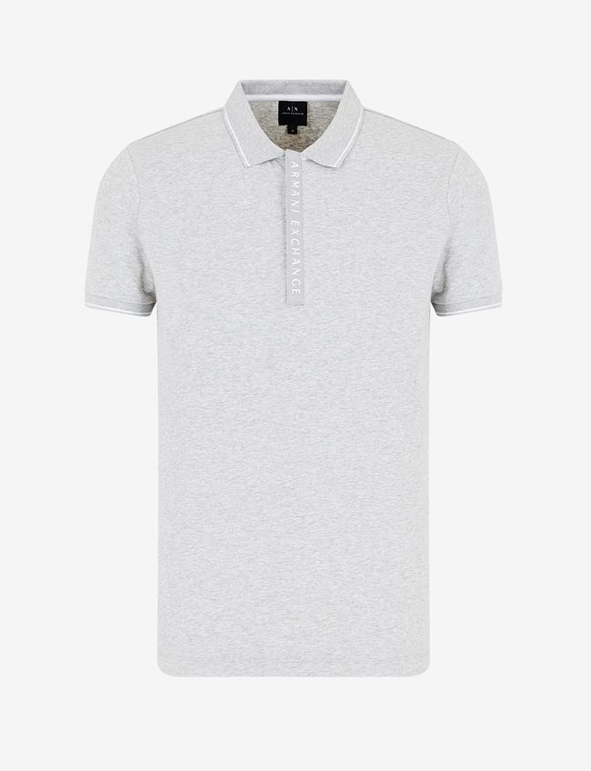Armani Exchange Polo A Maniche Corte Grigio Chiaro Cotone, Elastan