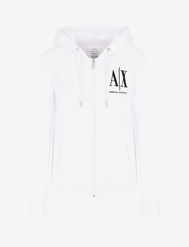 Armani Exchange Felpa Con Cappuccio Bianco Cotone