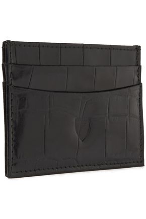 Aspinal Of London Croc-effect Leather Cardholder In Black