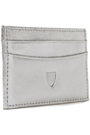Aspinal Of London Metallic Textured-leather Cardholder In Silver