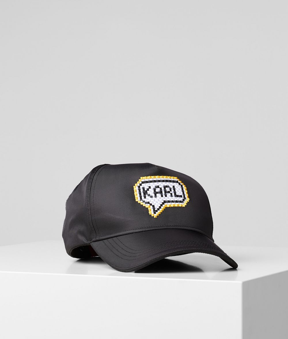 Karl Lagerfeld Unisexe Casquette De Baseball Pixel Noir 100% Polyamide, Taille: OneSize