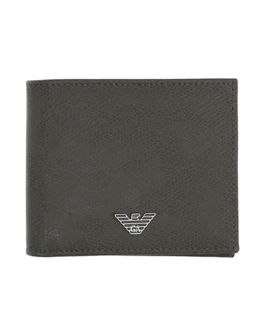 Emporio Armani Man Wallet Grey Size - Bovine Leather, Polyurethane In Gray