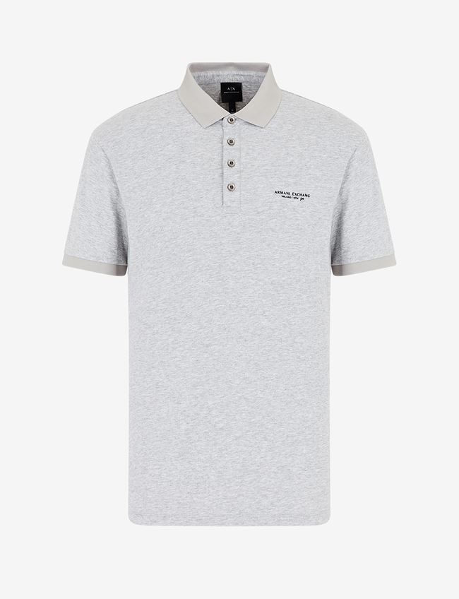 Armani Exchange Polo A Maniche Corte Grigio Cotone