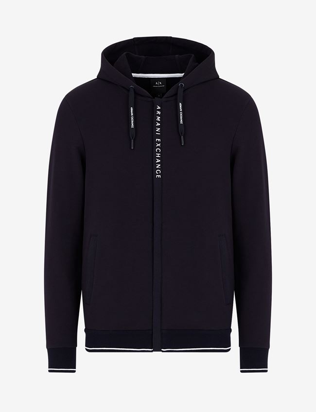 Armani Exchange Kapuzensweatshirt Marineblau Baumwolle, Elastan