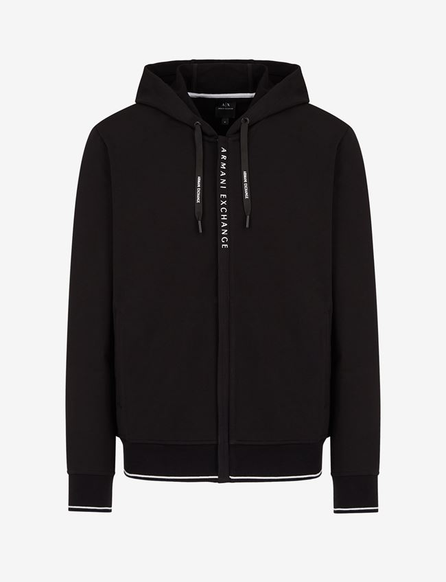 Armani Exchange Felpa Con Cappuccio Nero Cotone, Elastan