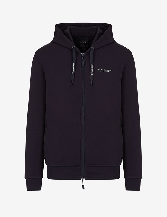 Armani Exchange Felpa Con Cappuccio Blu Navy Cotone