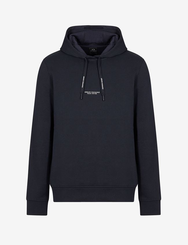 Armani Exchange Felpa Con Cappuccio Blu Navy Cotone