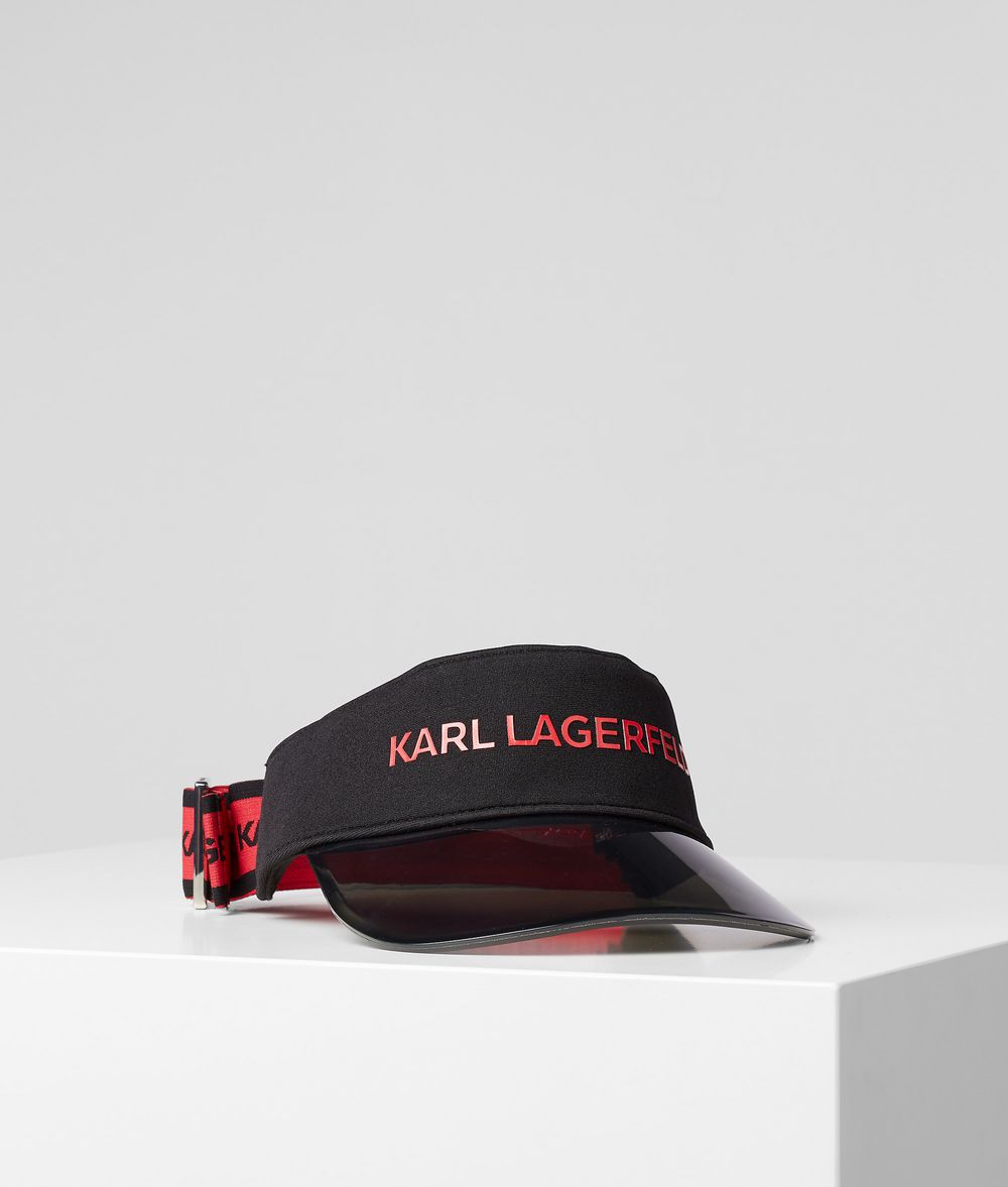 Karl Lagerfeld Mujer Visera Karl Black 62% Poliéster, 30% Poliuretano termoplástico, 8% Elastán, Tamaño: OneSize