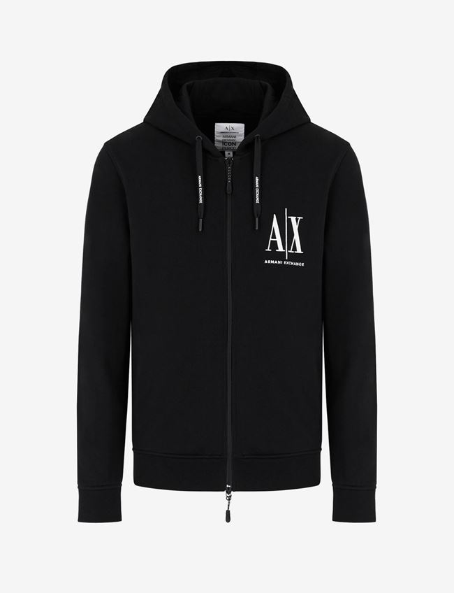 Armani Exchange Felpa Con Cappuccio Nero Cotone