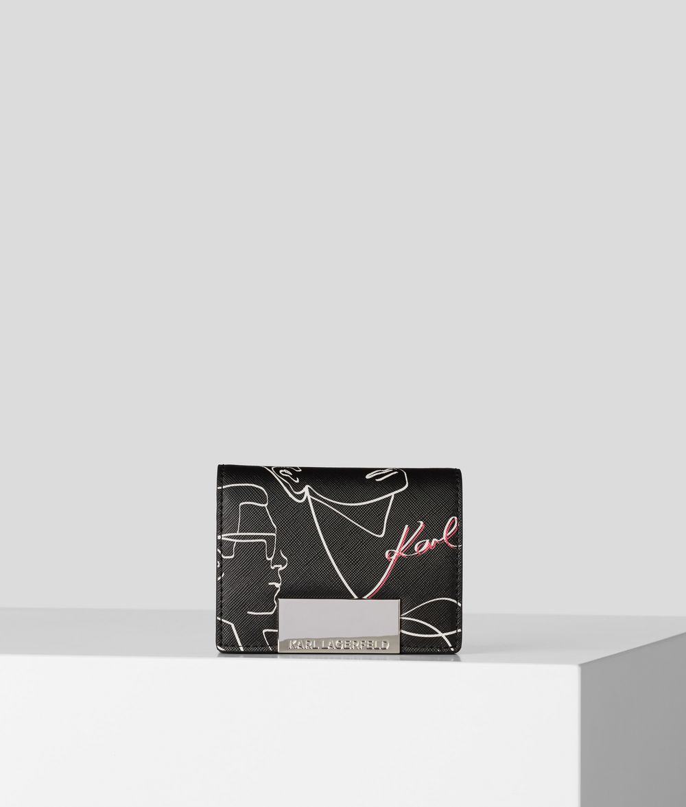 Karl Lagerfeld Donna K/mau Small Wallet Bianco E Nero 100% Poliuretano, Taglia: OneSize