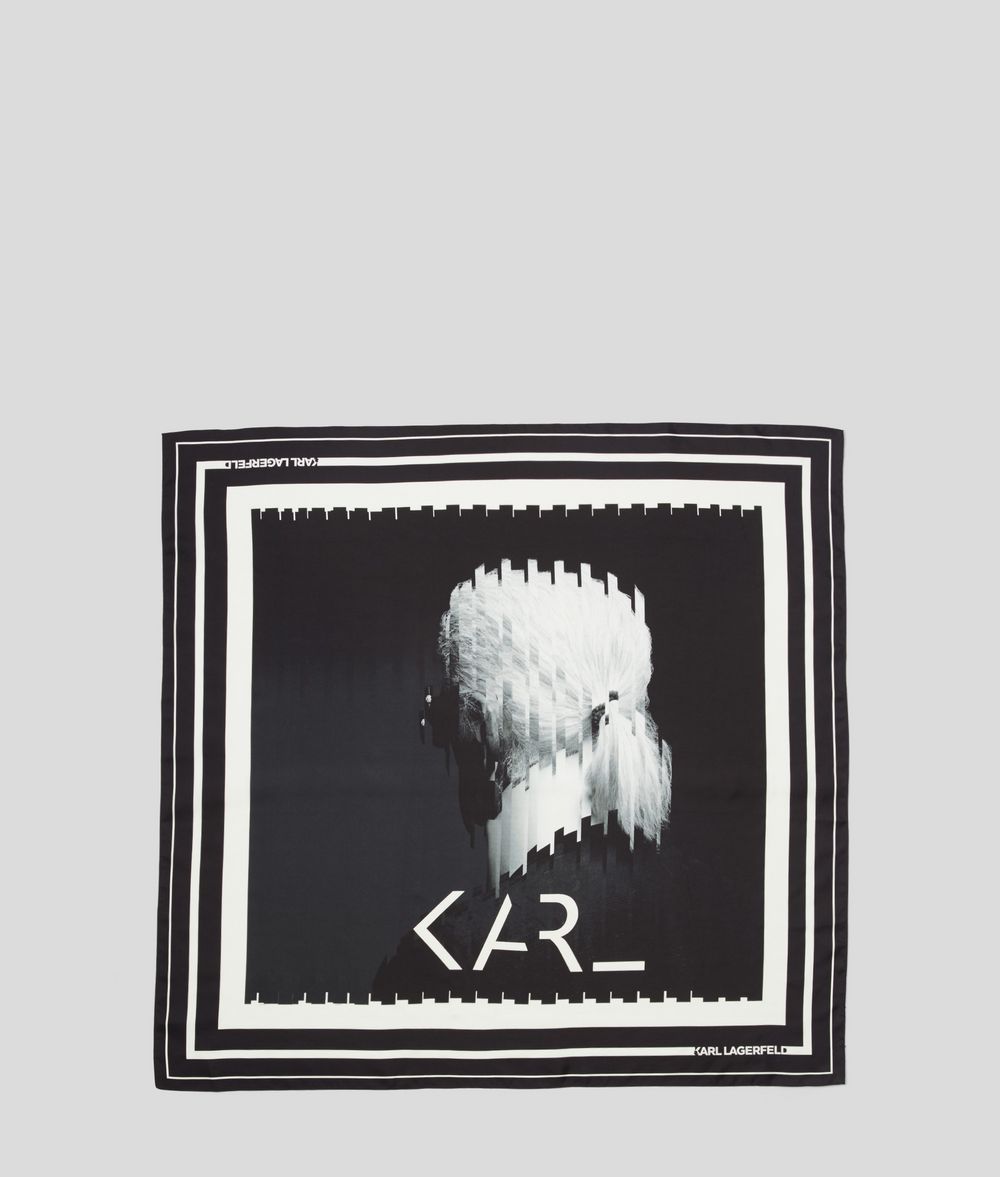 Karl Lagerfeld Donna Foulard In Seta Legend Bianco E Nero 100% Seta, Taglia: OneSize