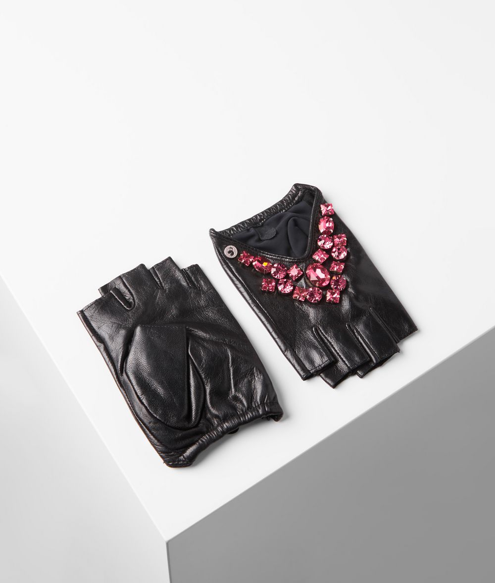 Karl Lagerfeld Mujer Mitones Con Diseño De Triángulo Geostone Negro/rosa 100% Piel de cabra, Tamaño: M/L