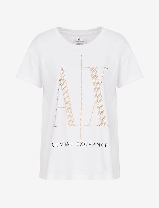 Armani Exchange T-Shirt Con Logo Bianco Cotone