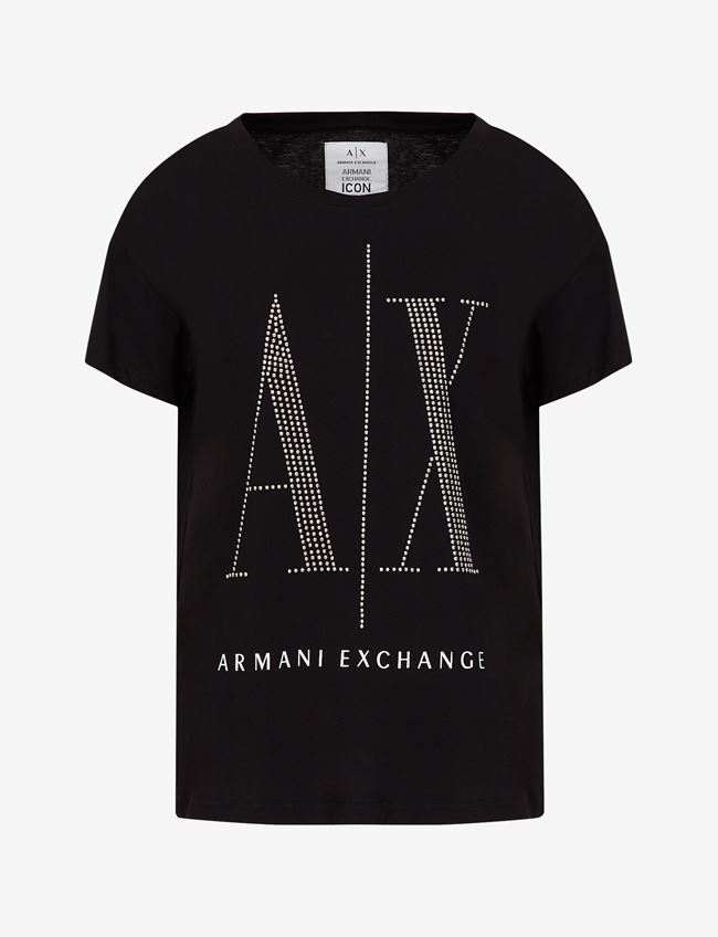 Armani Exchange T-Shirt Con Logo Nero Cotone