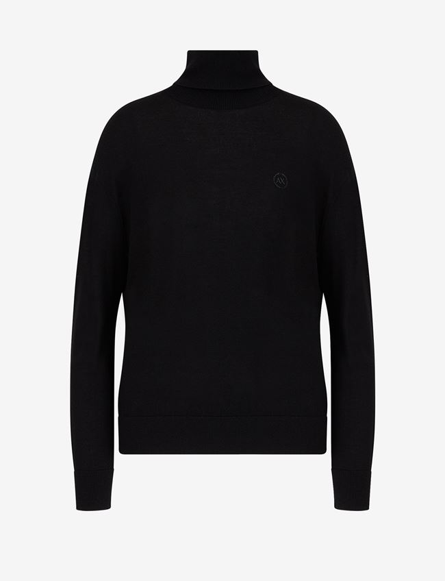 Armani Exchange Maglia A Collo Alto Nero Lana Merinos