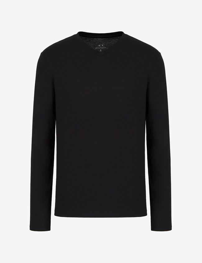 Armani Exchange T-Shirt A Tinta Unita Nero Cotone