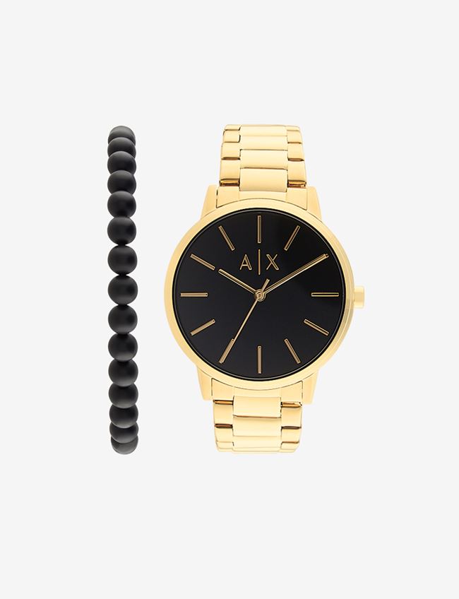 Armani Exchange Analog Watches Oro Argento, Poliestere, Cristallo, Plastica