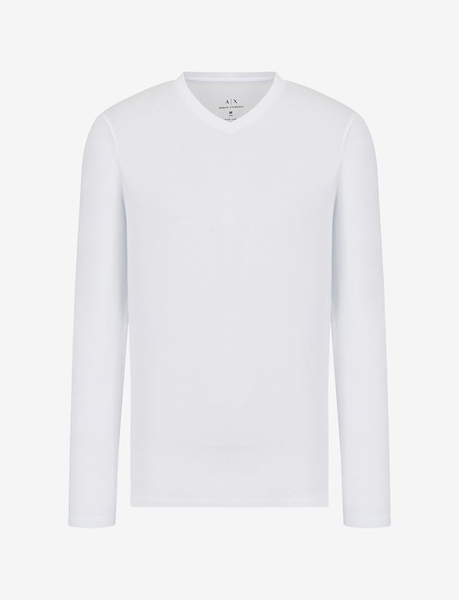 Armani Exchange T-Shirt A Tinta Unita Bianco Cotone
