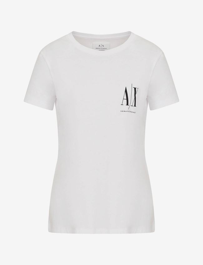Armani Exchange T-Shirt Con Logo Bianco/Nero Cotone