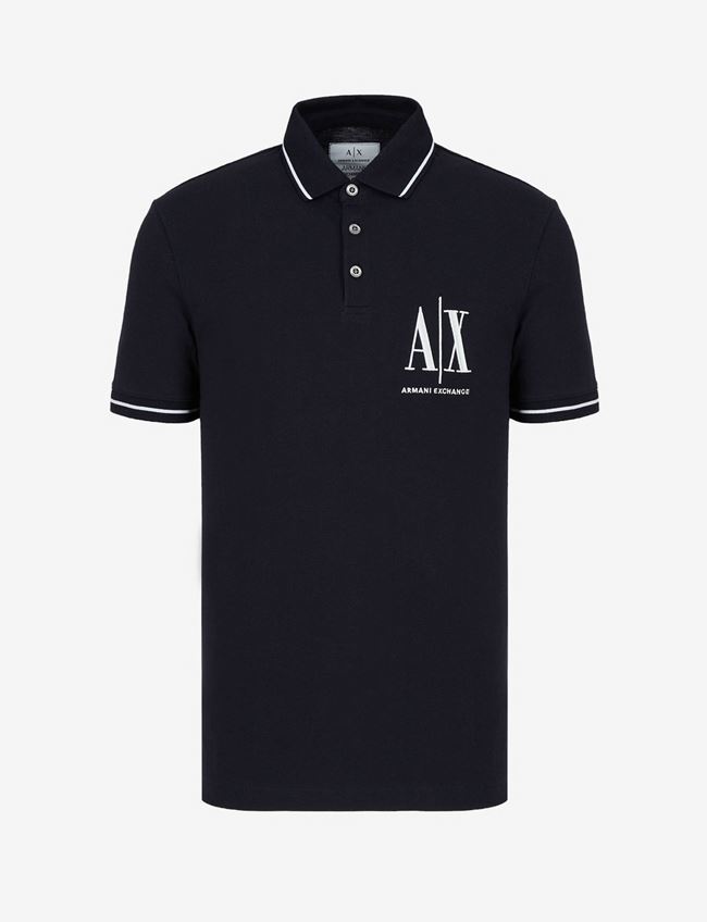 Armani Exchange Polo A Maniche Corte Blu Navy Cotone