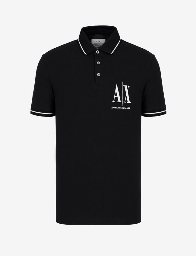 Armani Exchange Polo A Maniche Corte Nero Cotone