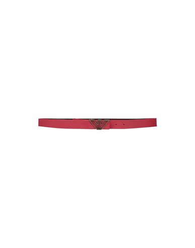Emporio Armani Woman Belt Brick Red Size 39.5 Polyester, Pvc - Polyvinyl Chloride