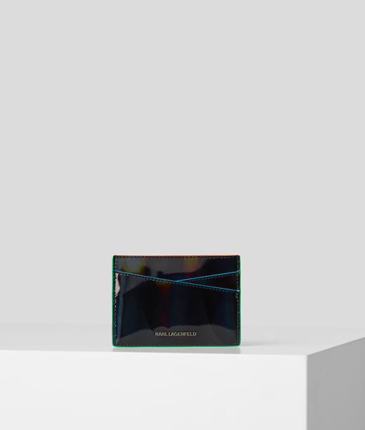 Karl Lagerfeld Damen K/seven Schillerndes Kartenetui Black 100% Kalbsleder, Größe: OneSize