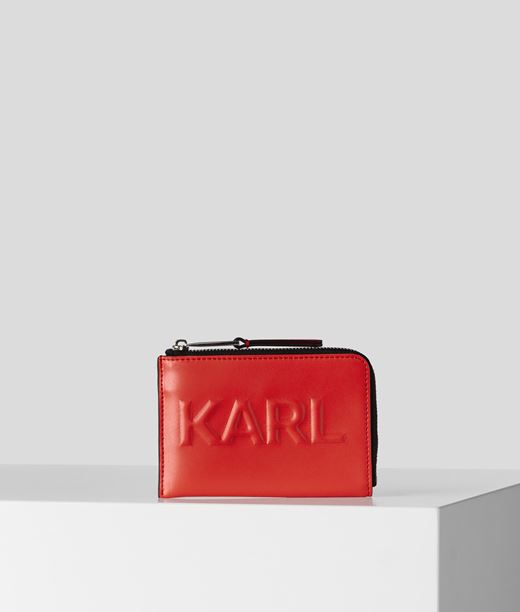 Karl Lagerfeld Damen K/seven Kartenetui Mit Prägung Tangerine 100% Kalbsleder, Größe: OneSize