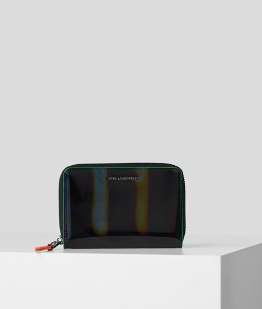 Karl Lagerfeld Damen K/seven Schillerndes, Mittelgrosses Portemonnaie Black 100% Kalbsleder, Größe: OneSize