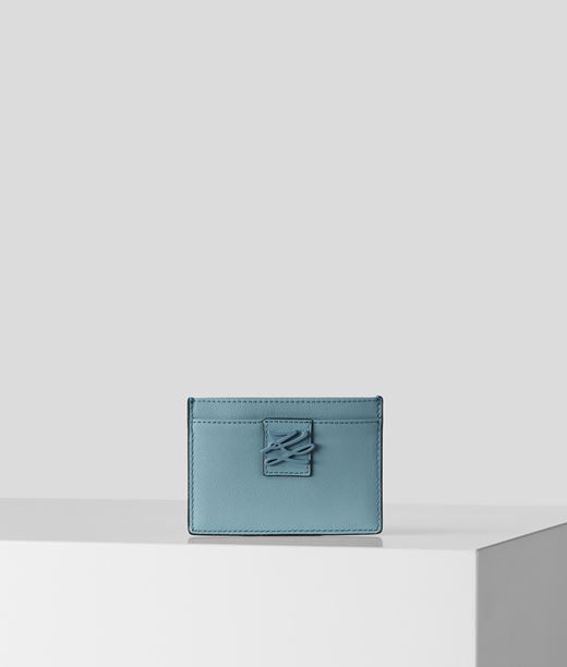 Woman K/autograph Folded Cardholder Smoked Blue 100% Cow leather - Size: OneSize